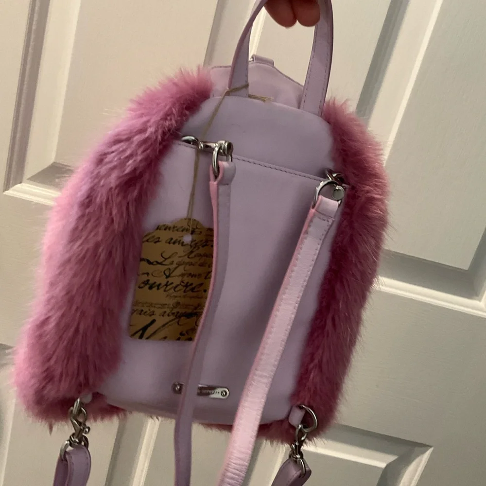 Rebecca Minkoff Pink Faux Fur Backpack